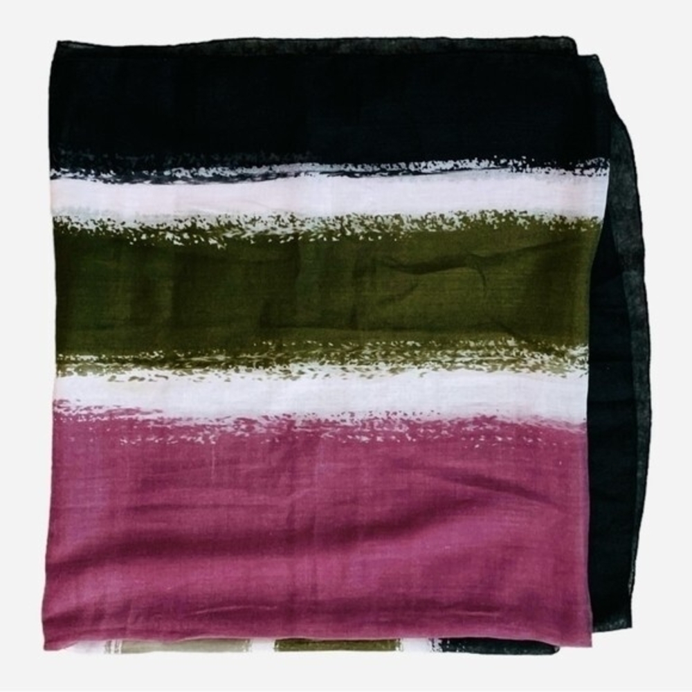 Color Block Sarong Purple Green Black White Sheer Wrap 78"x43" Beach Cover Up VG - Picture 6 of 6